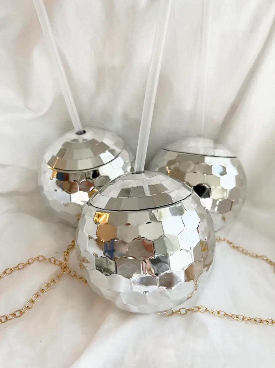 Disco Ball Tumbler With Lid and Straw